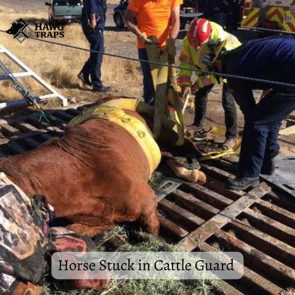 Horse stuck in cattle guard